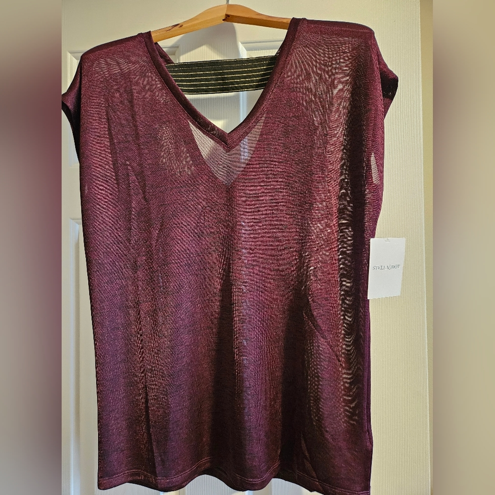 Stella & Dot Shere Shoulder Back Attached Belt Strap Renegade Top sz. XL